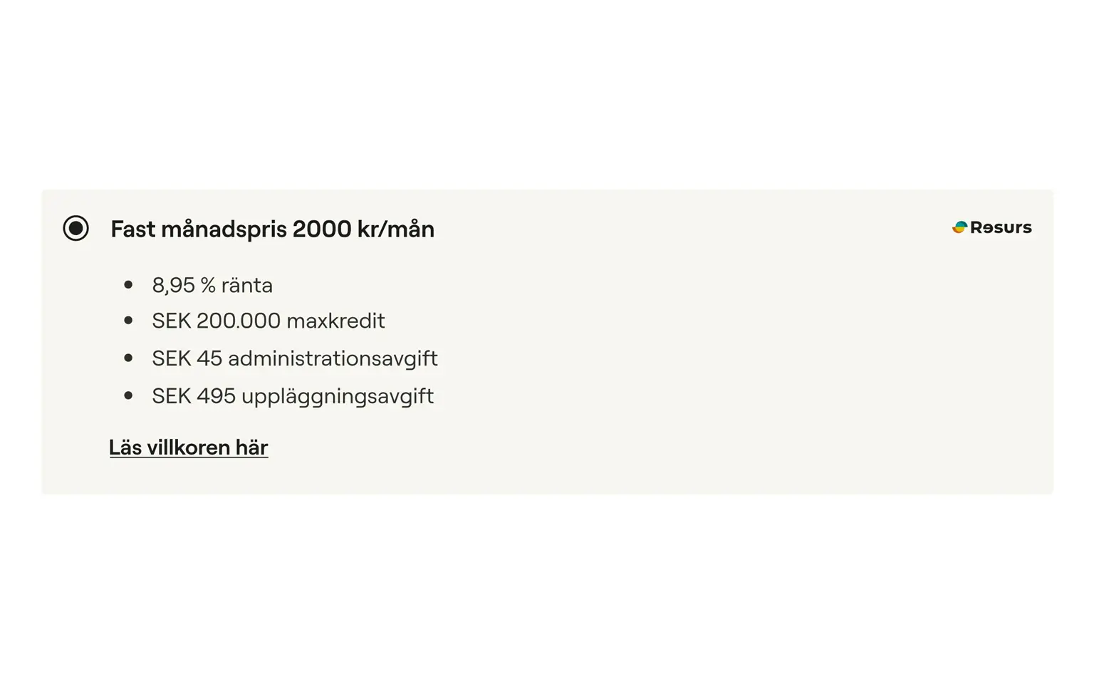 Fast manadspris 2000