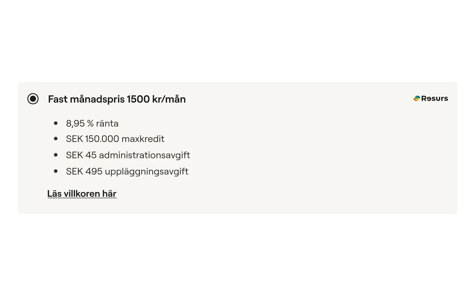 Fast manadspris 1500
